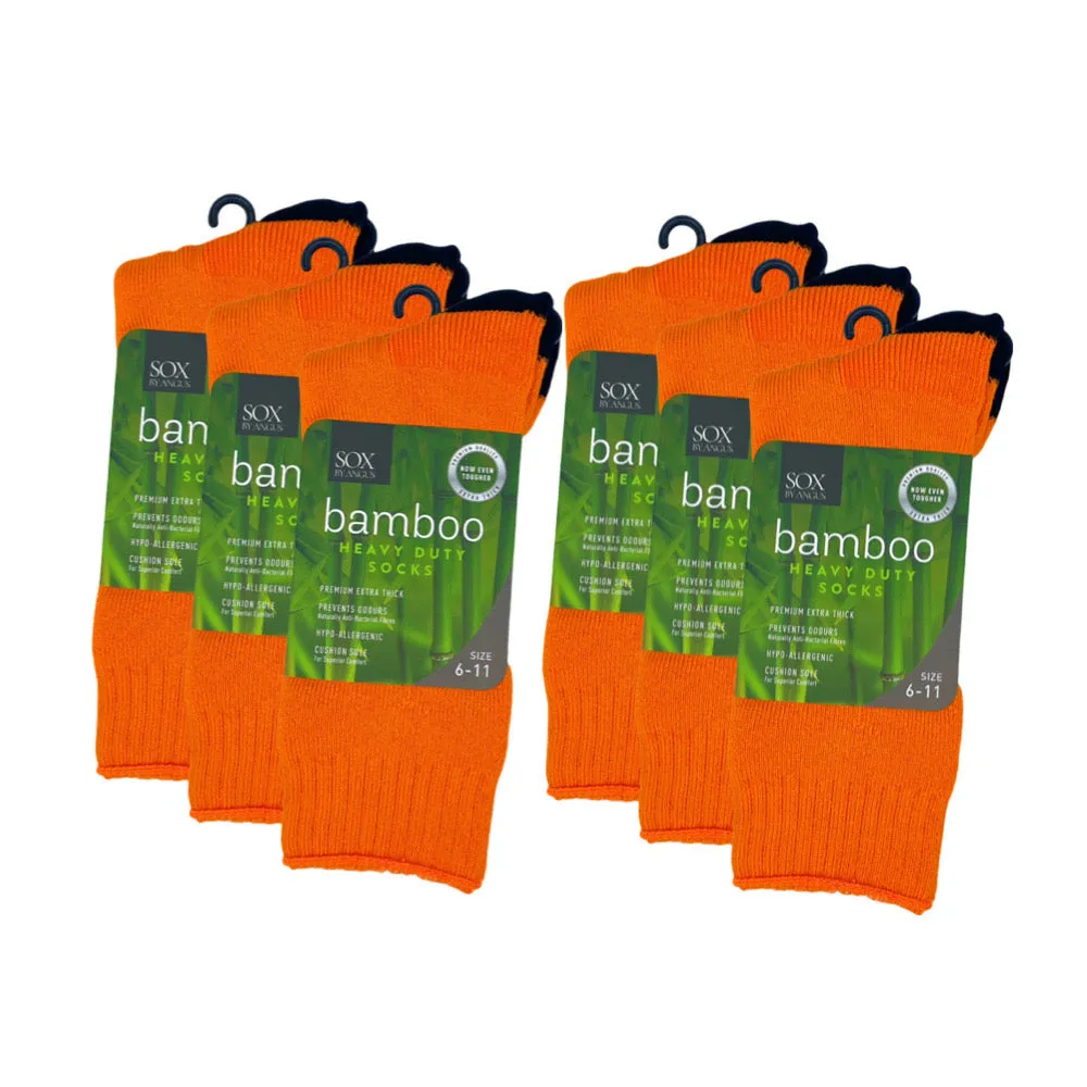 Bamboo Heavy Duty Socks - 1 Pack - Fluoro Orange/Black