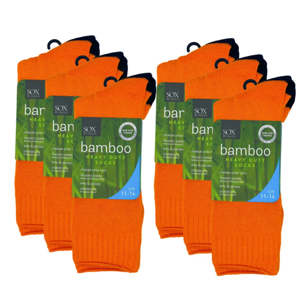 Bamboo Heavy Duty Socks - 1 Pack - Fluoro Orange/Black