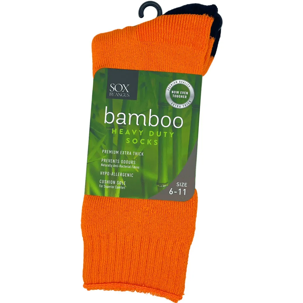 Bamboo Heavy Duty Socks - 1 Pack - Fluoro Orange/Black