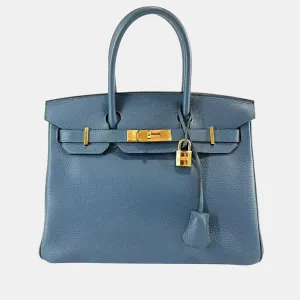 Blue Leather Birkin Gold-plated Hardware 30 bag