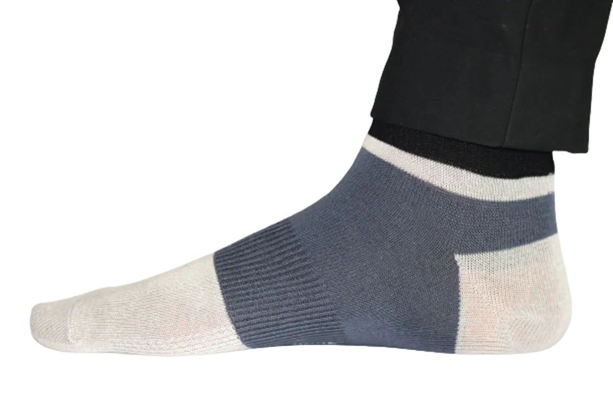 Chokore Light Grey And Navy Blue Ankle Bamboo Socks
