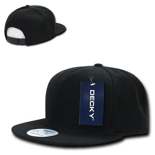 Decky 333 - Blank 5 Panel Snapback Hat, Flat Bill