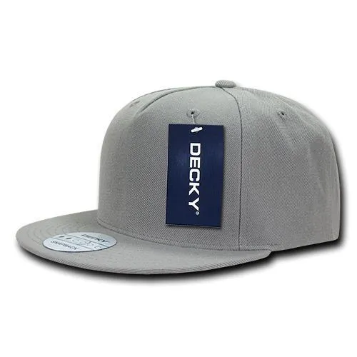 Decky 333 - Blank 5 Panel Snapback Hat, Flat Bill