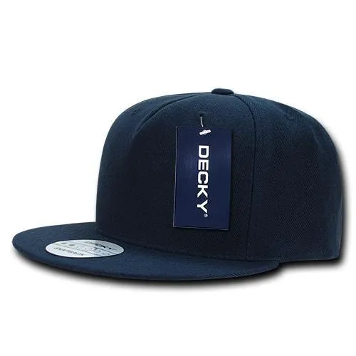 Decky 333 - Blank 5 Panel Snapback Hat, Flat Bill