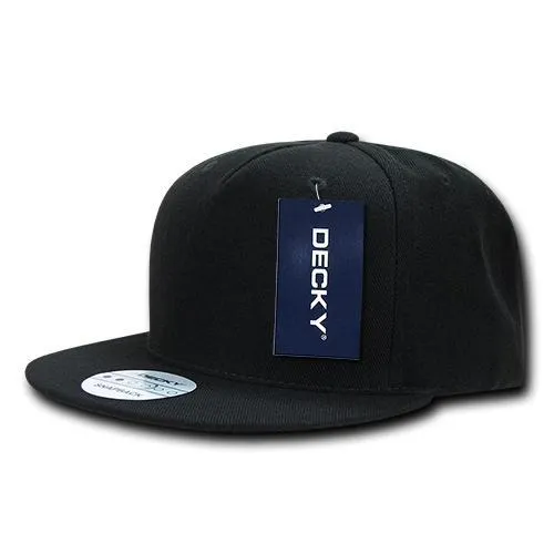 Decky 333 - Blank 5 Panel Snapback Hat, Flat Bill