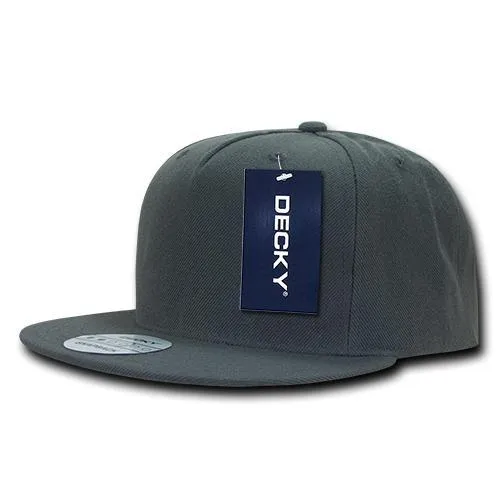 Decky 333 - Blank 5 Panel Snapback Hat, Flat Bill