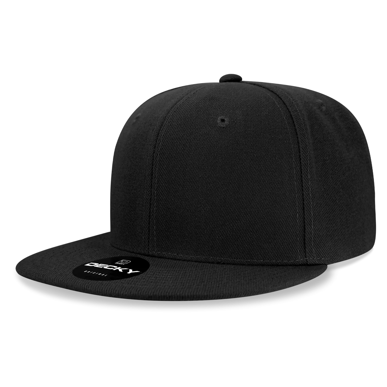 Decky 6034 Basic High Profile Snapback Hat, 6 Panel Flat Bill Cap - CASE Pricing