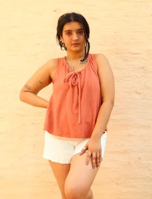 Drawstring Collar Wanderer Cropped Shirt