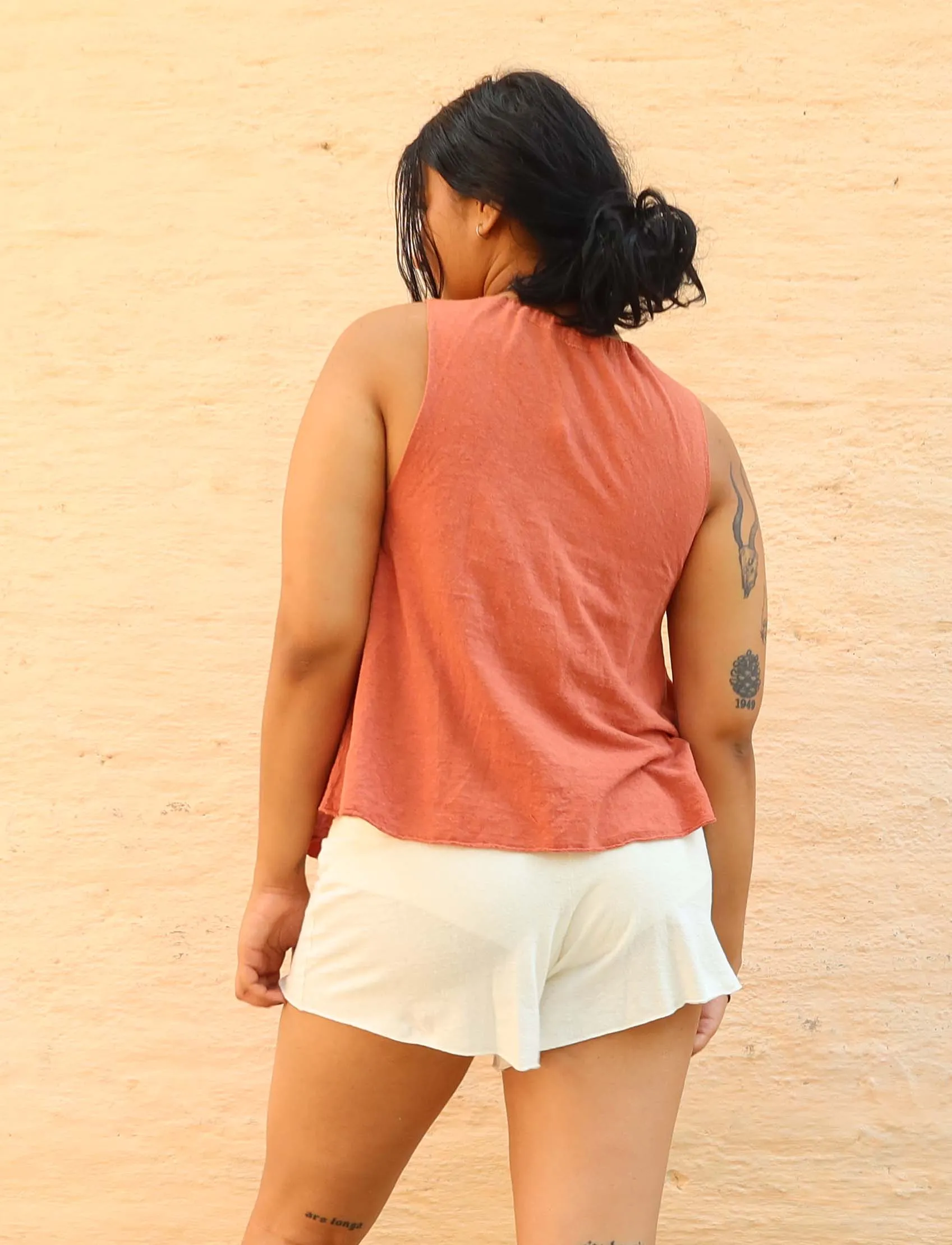 Drawstring Collar Wanderer Cropped Shirt