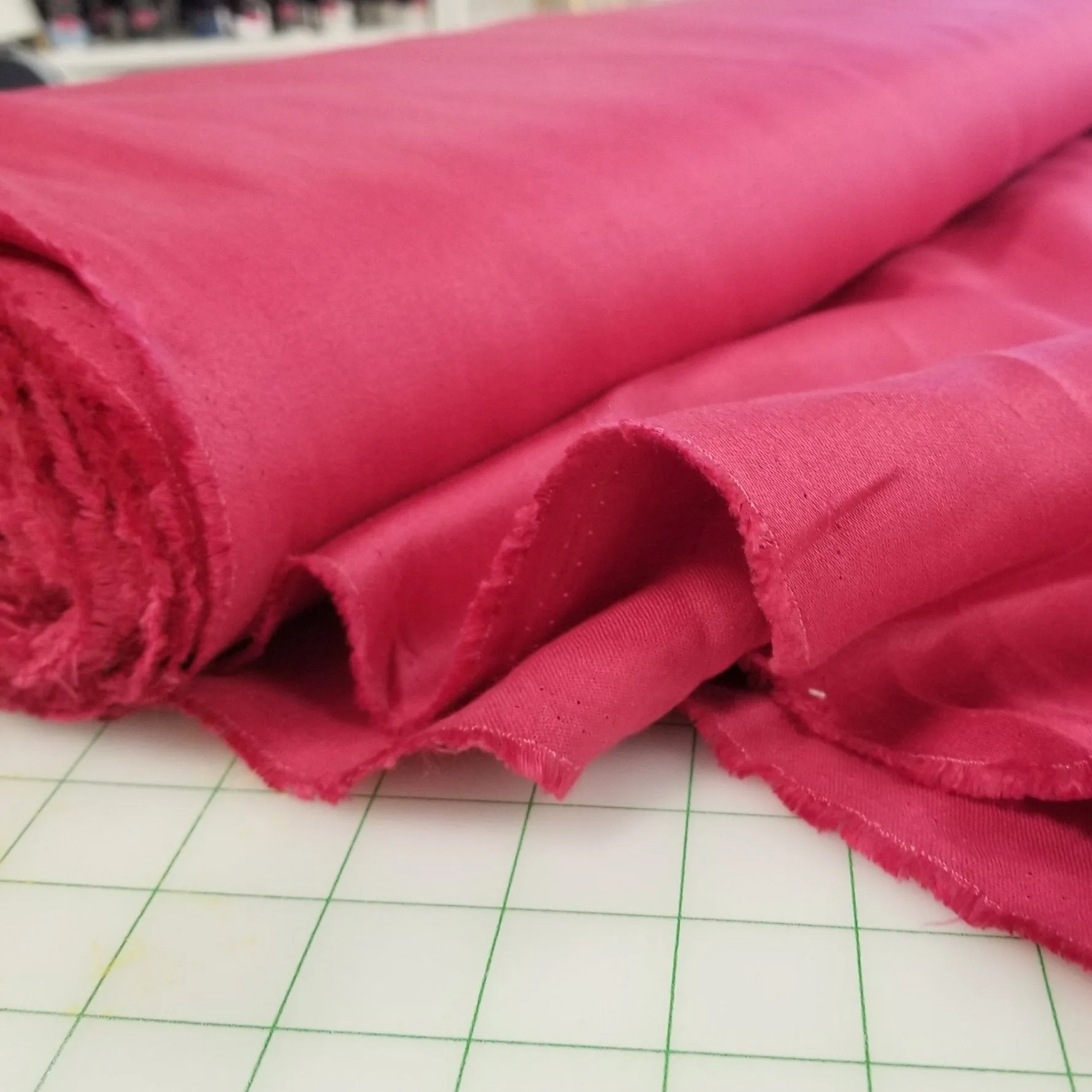 End of bolt: 1.5 yards of Irish Linen Fuchsia Red Suiting Weight Spence Bryson Woven 270 GSM- remnant