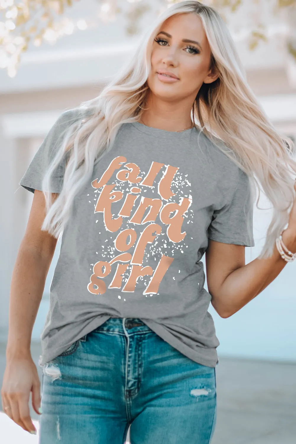 Fall Kind of Girl Letter Print Short Sleeve Graphic Tee