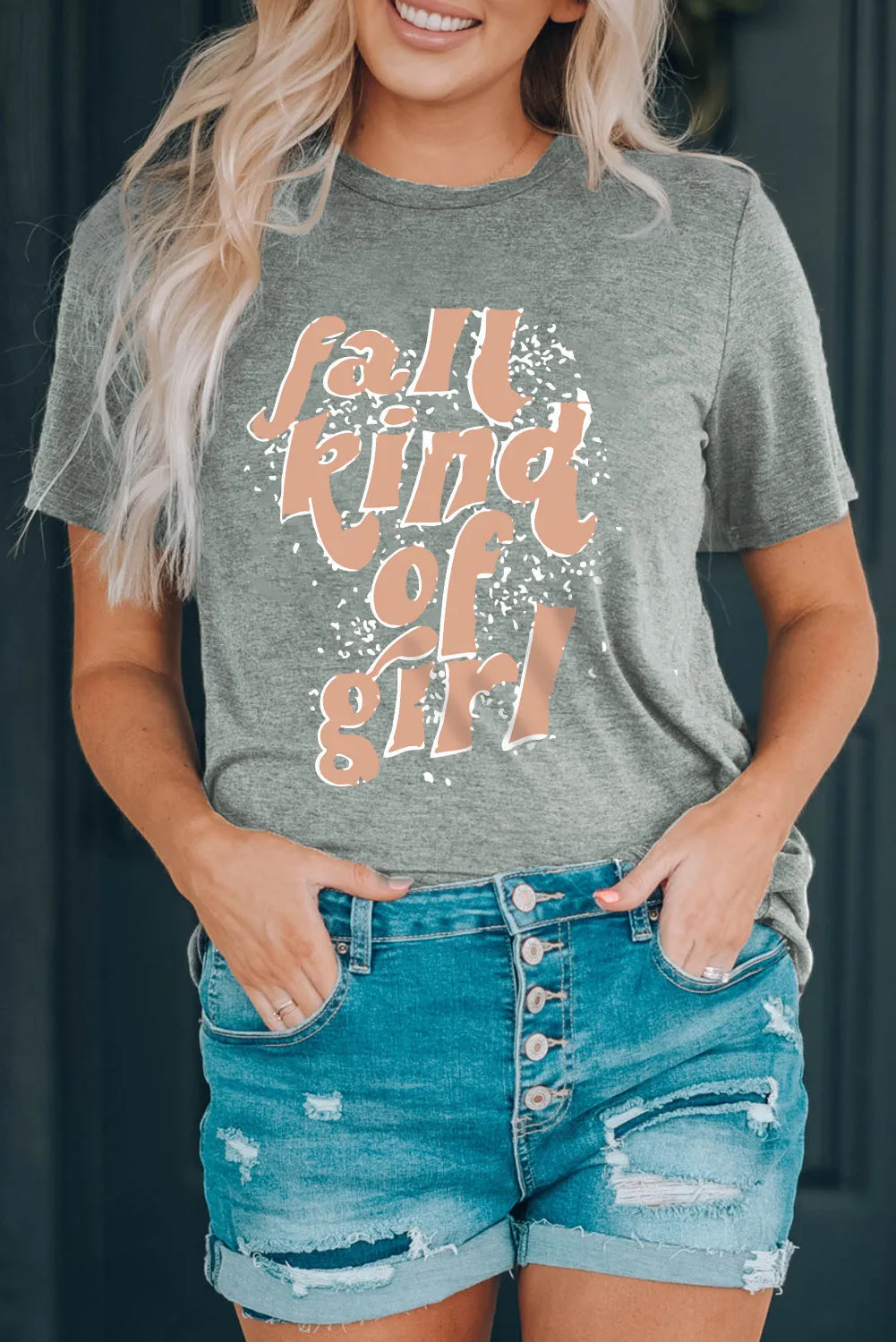 Fall Kind of Girl Letter Print Short Sleeve Graphic Tee