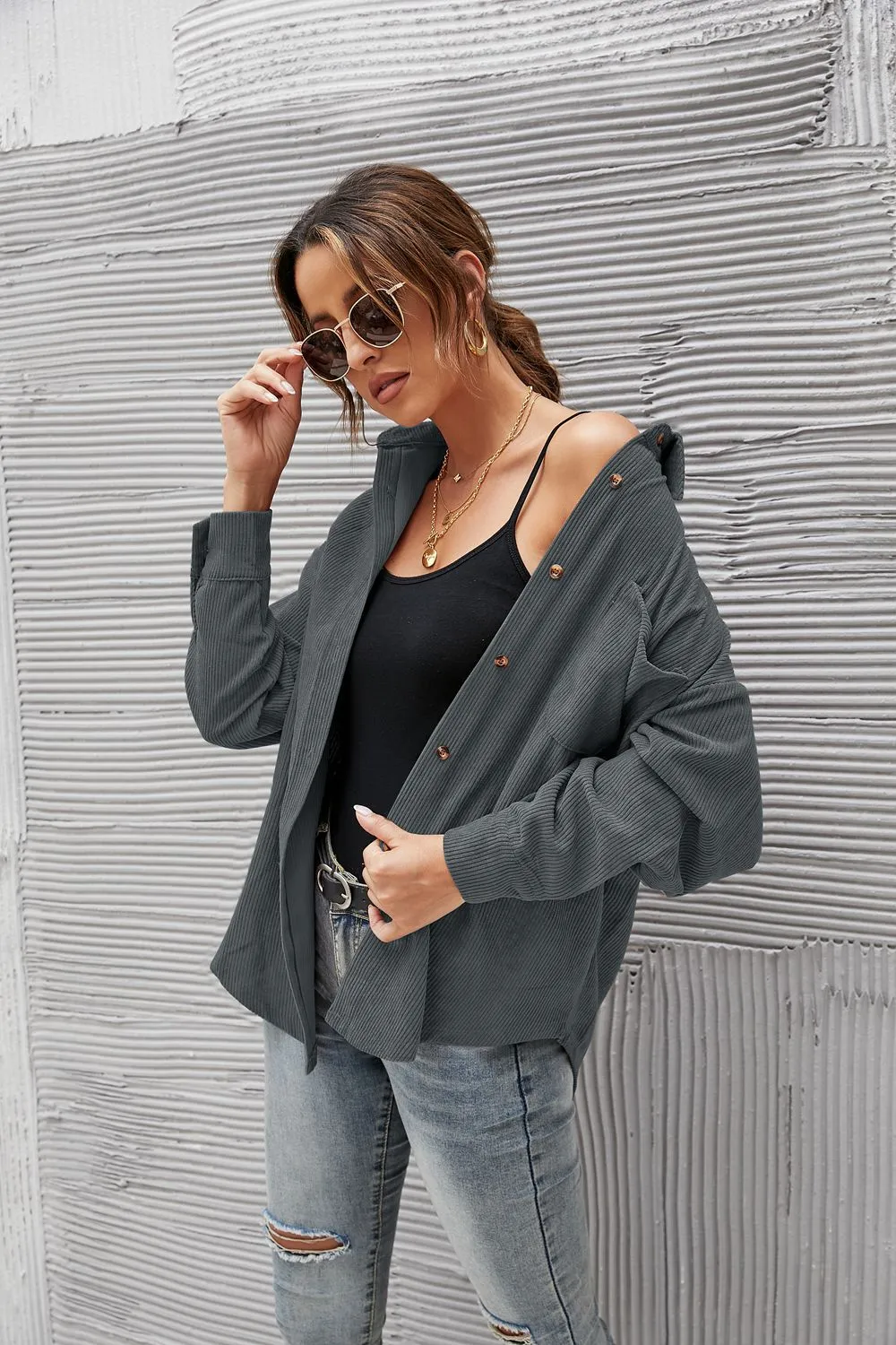 Fashion Loose Lapel Pocket Shirt