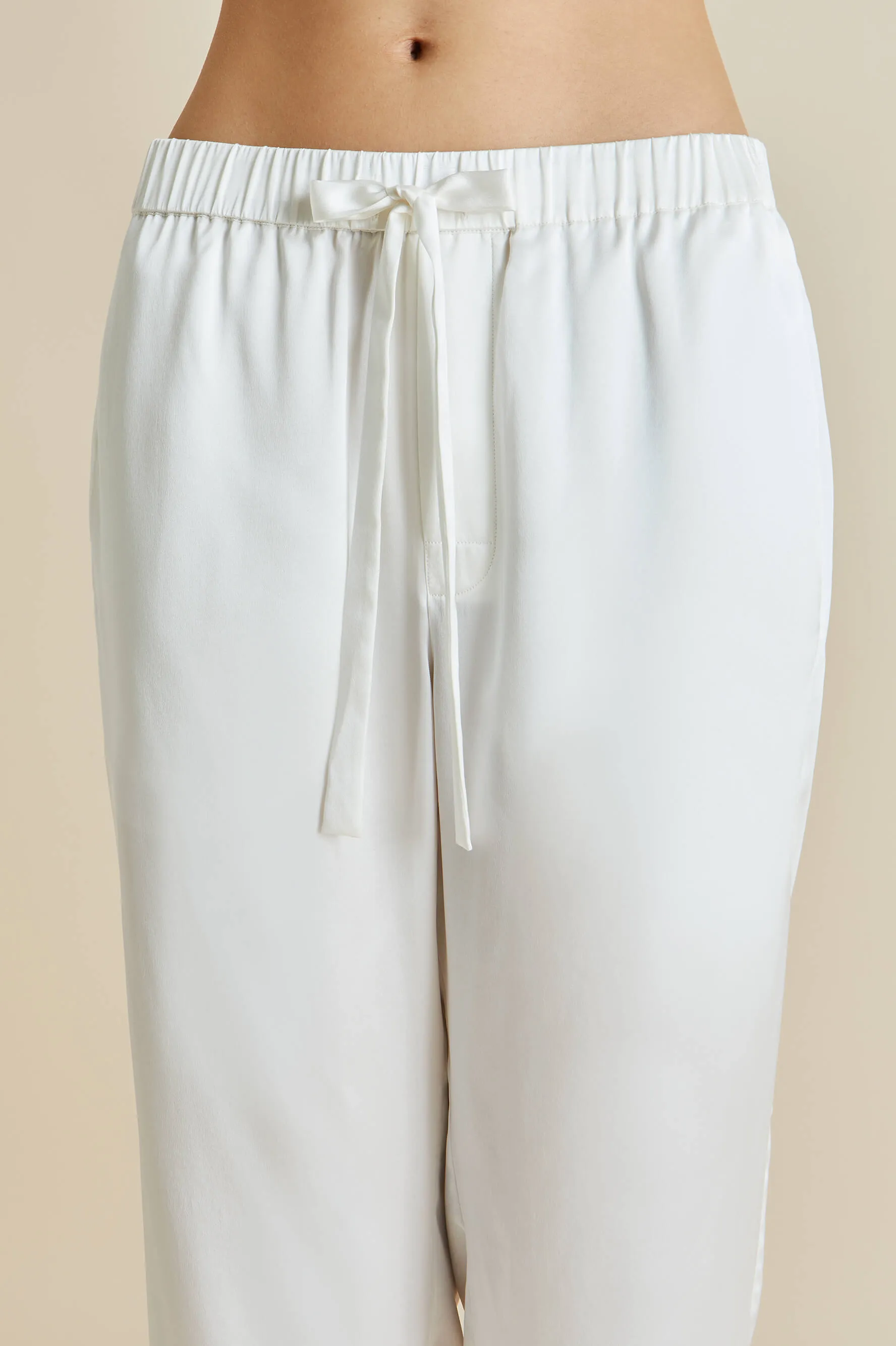 Fifi Ivory White Pajamas in Silk Satin