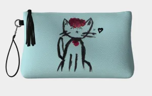 Flower Cat Vegan Leather Pouch