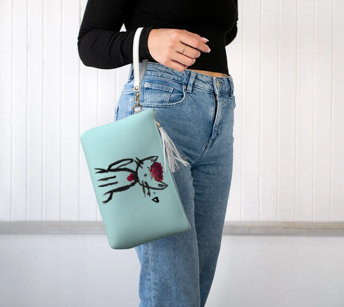 Flower Cat Vegan Leather Pouch