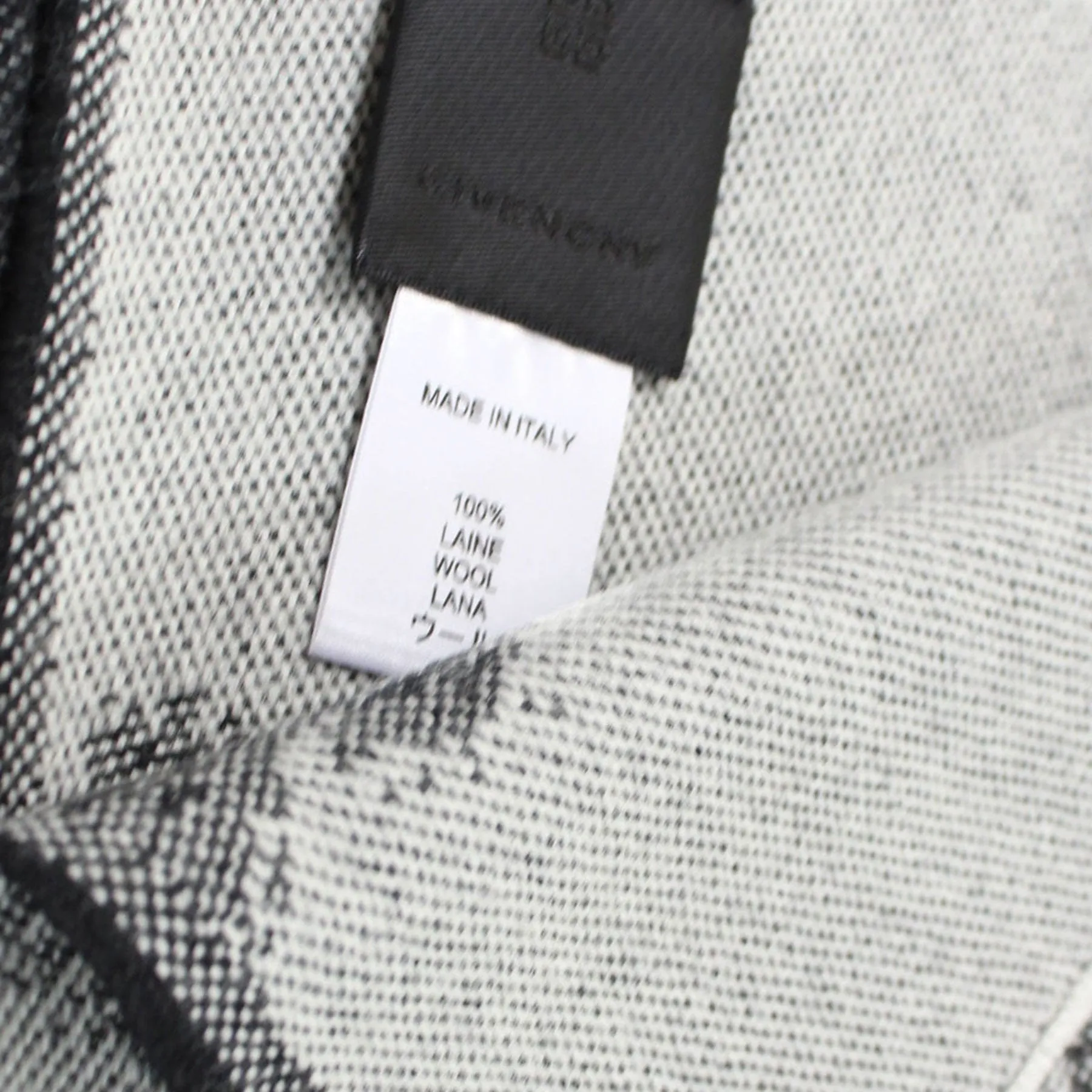 Givenchy Scarf Gray Black Logo Design - Wool Shawl BLACK FRIDAY SALE
