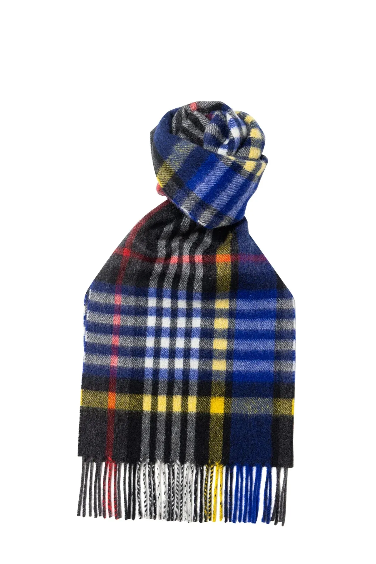 JOSHUA ELLIS CASHMERE SCARF - BLACK/MULTI PLAID