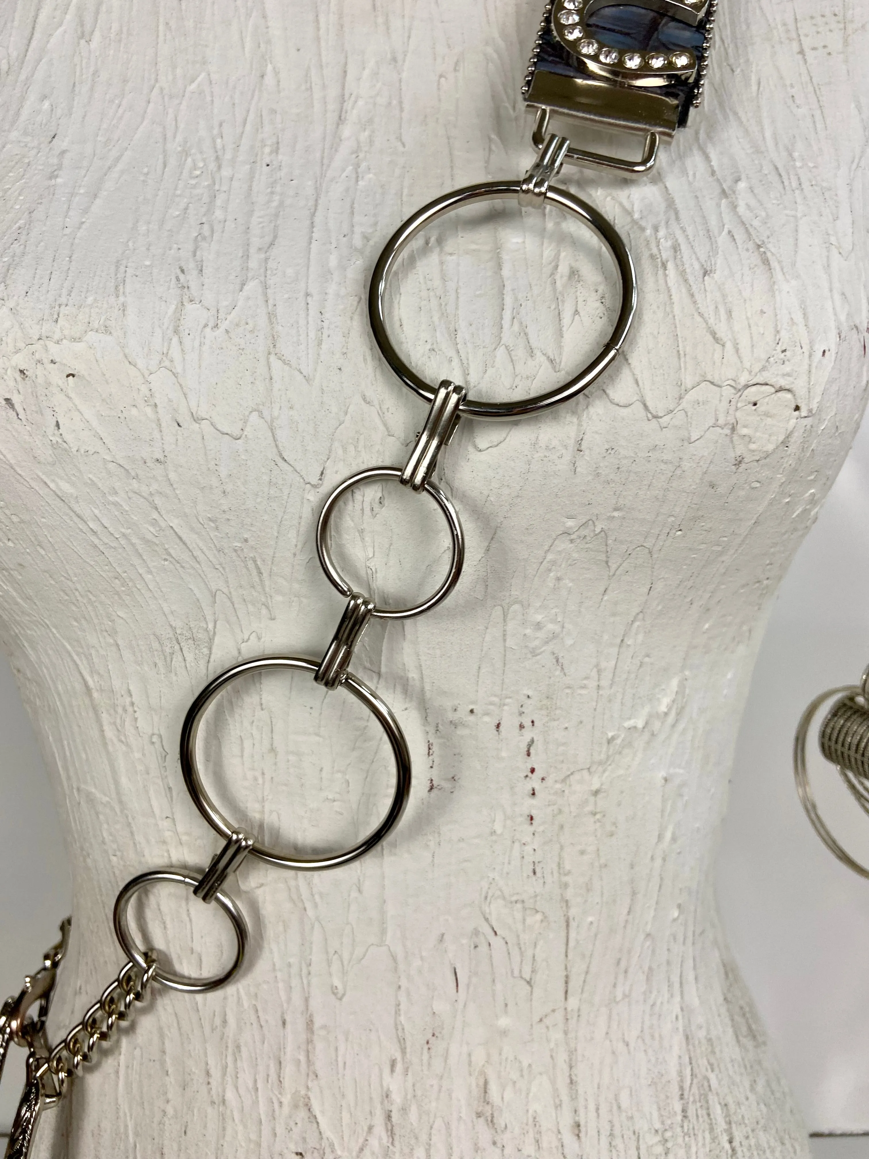 Metal leather mixed belt