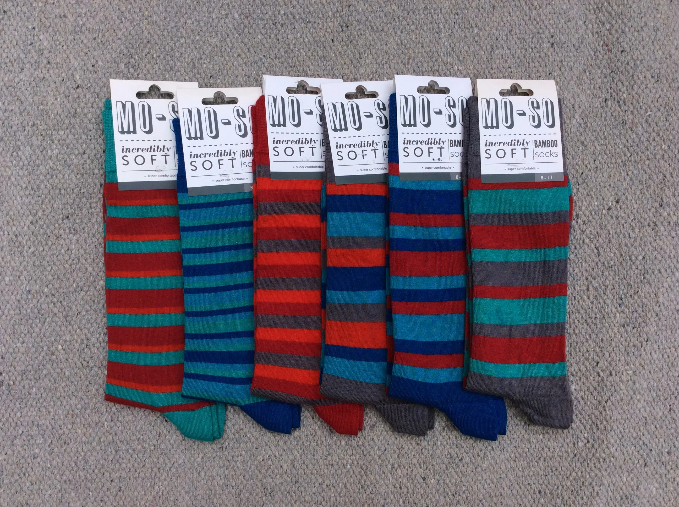 MoSo Bamboo Socks - Stripey (8-11)