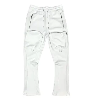 Motive Denim Stacked Track Pants w/ Cargo Pockets (White)