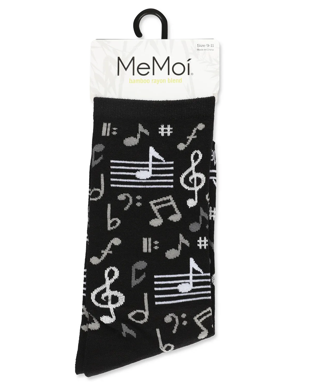Musical Notes Bamboo Blend Crew Sock