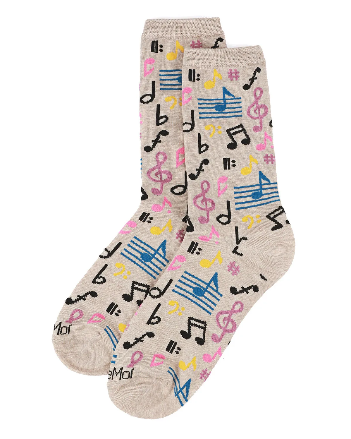 Musical Notes Bamboo Blend Crew Sock