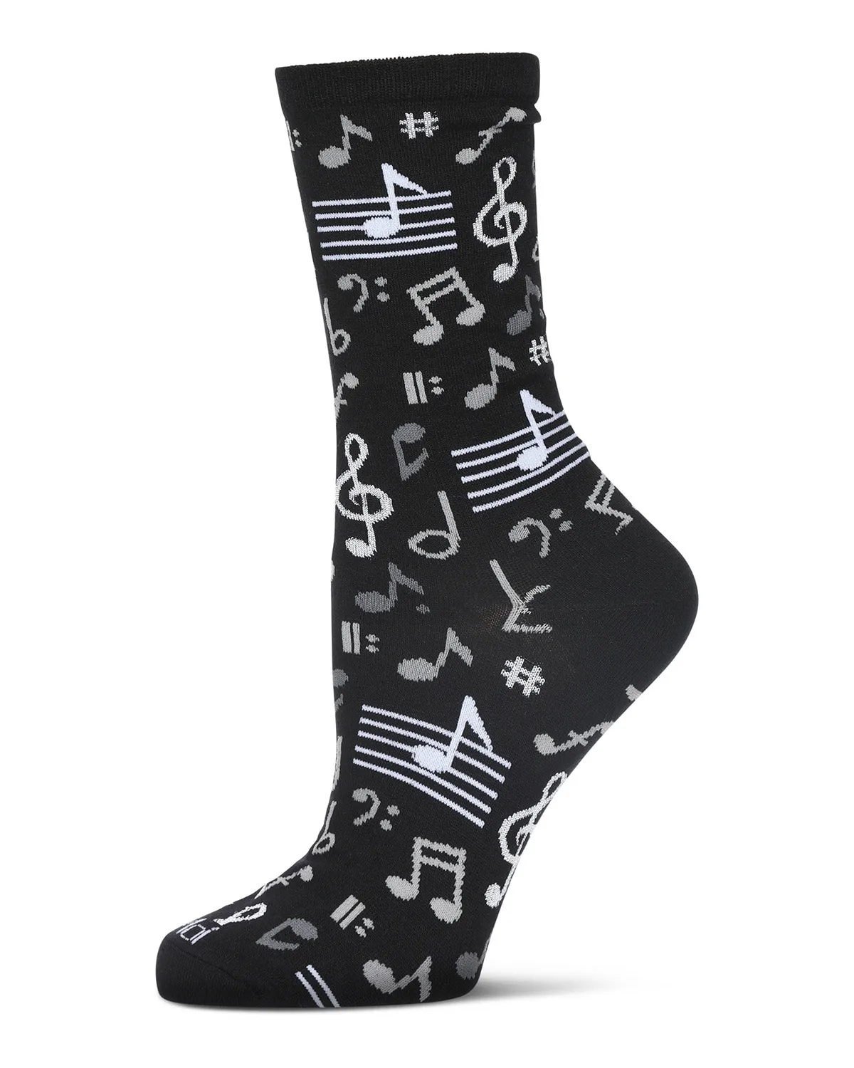 Musical Notes Bamboo Blend Crew Sock