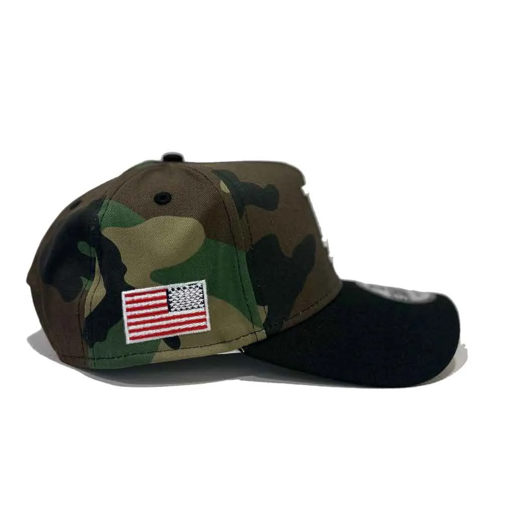 New Era LA Dodgers 940 A-Frame Snapback Hat - Wood Camo/USA