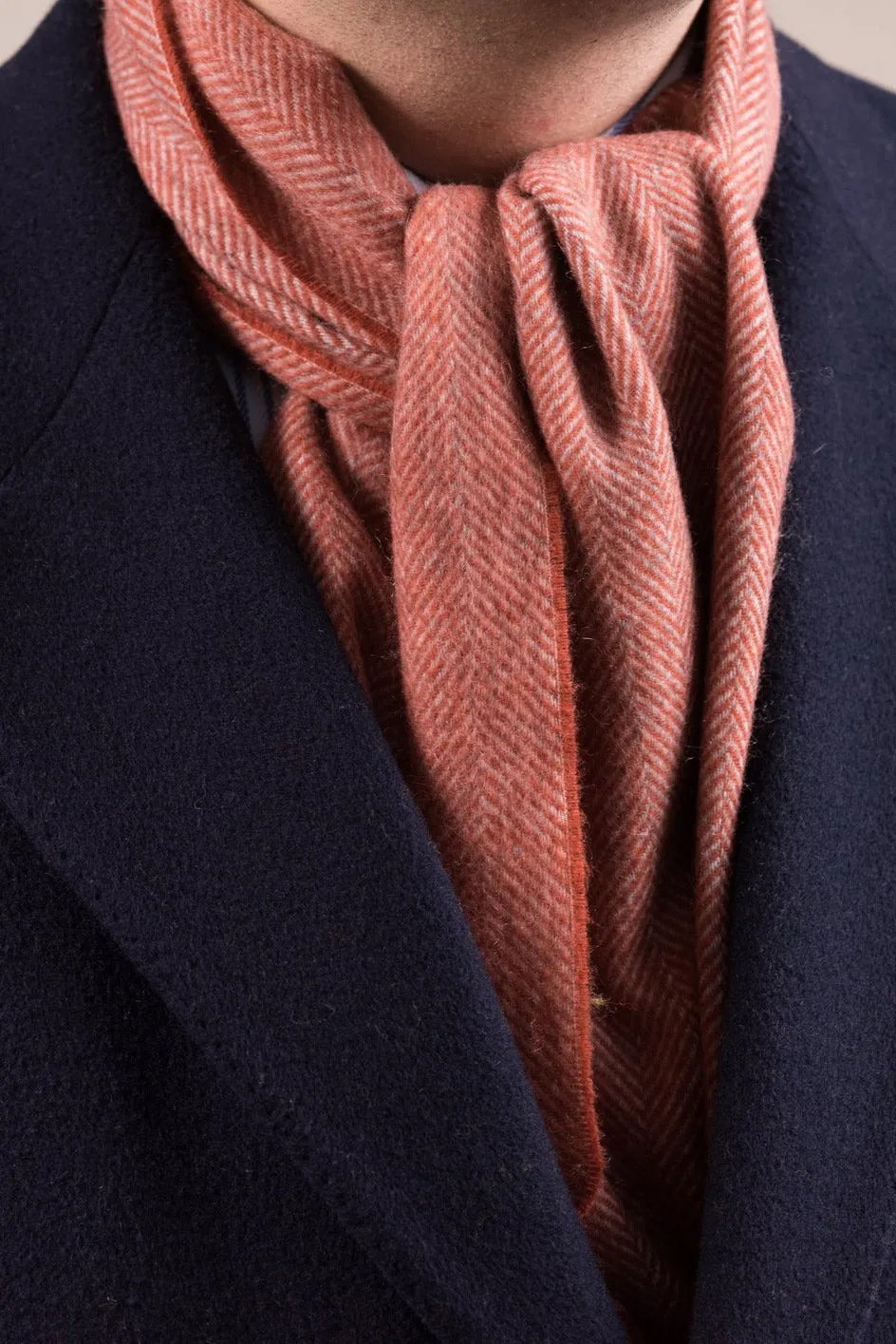 Orange Herringbone Cashmere Scarf