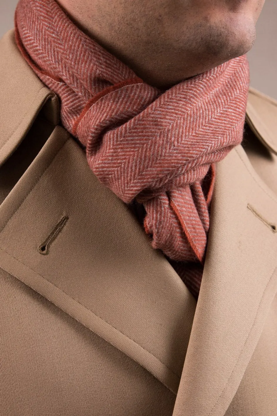 Orange Herringbone Cashmere Scarf