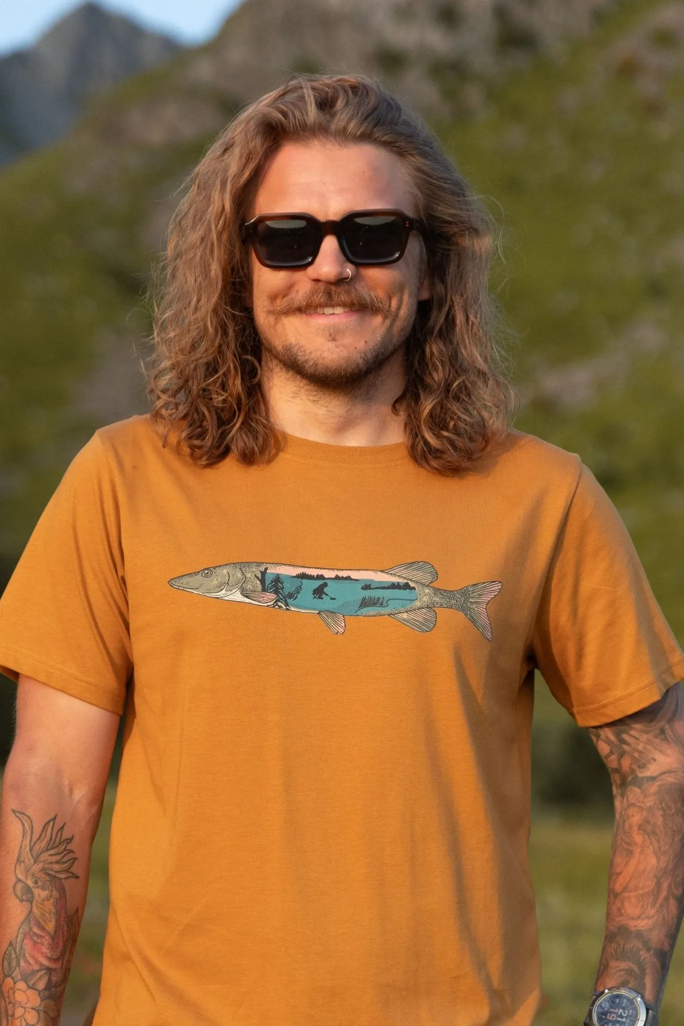 Organic Cotton Hauki Men's T-shirt, Caramel Brown