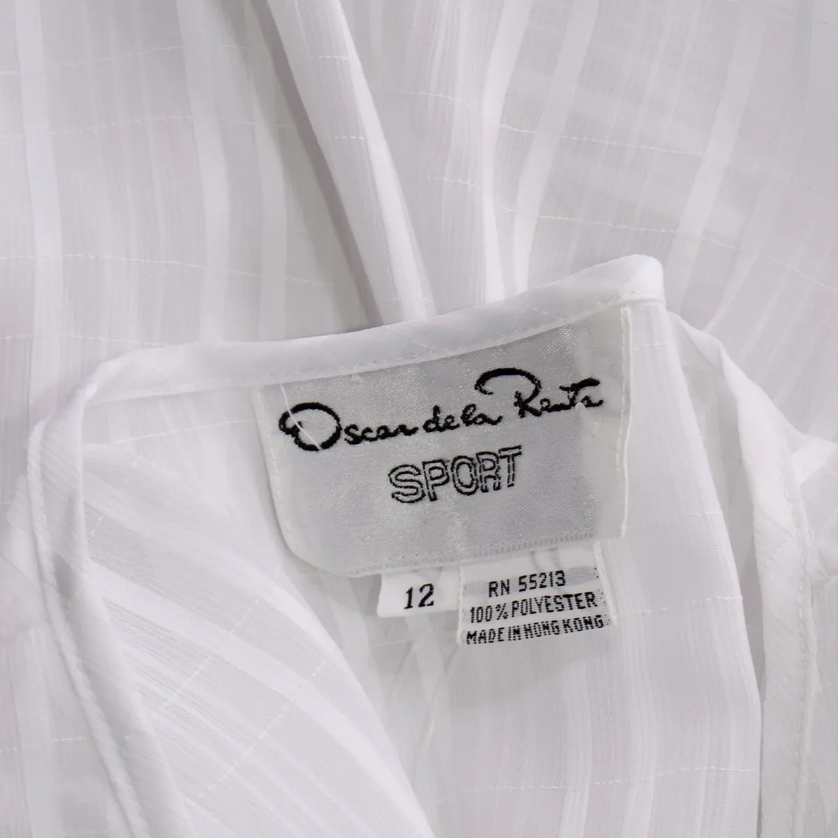 Oscar de la Renta Sport Vintage White Ruffled Peasant Blouse