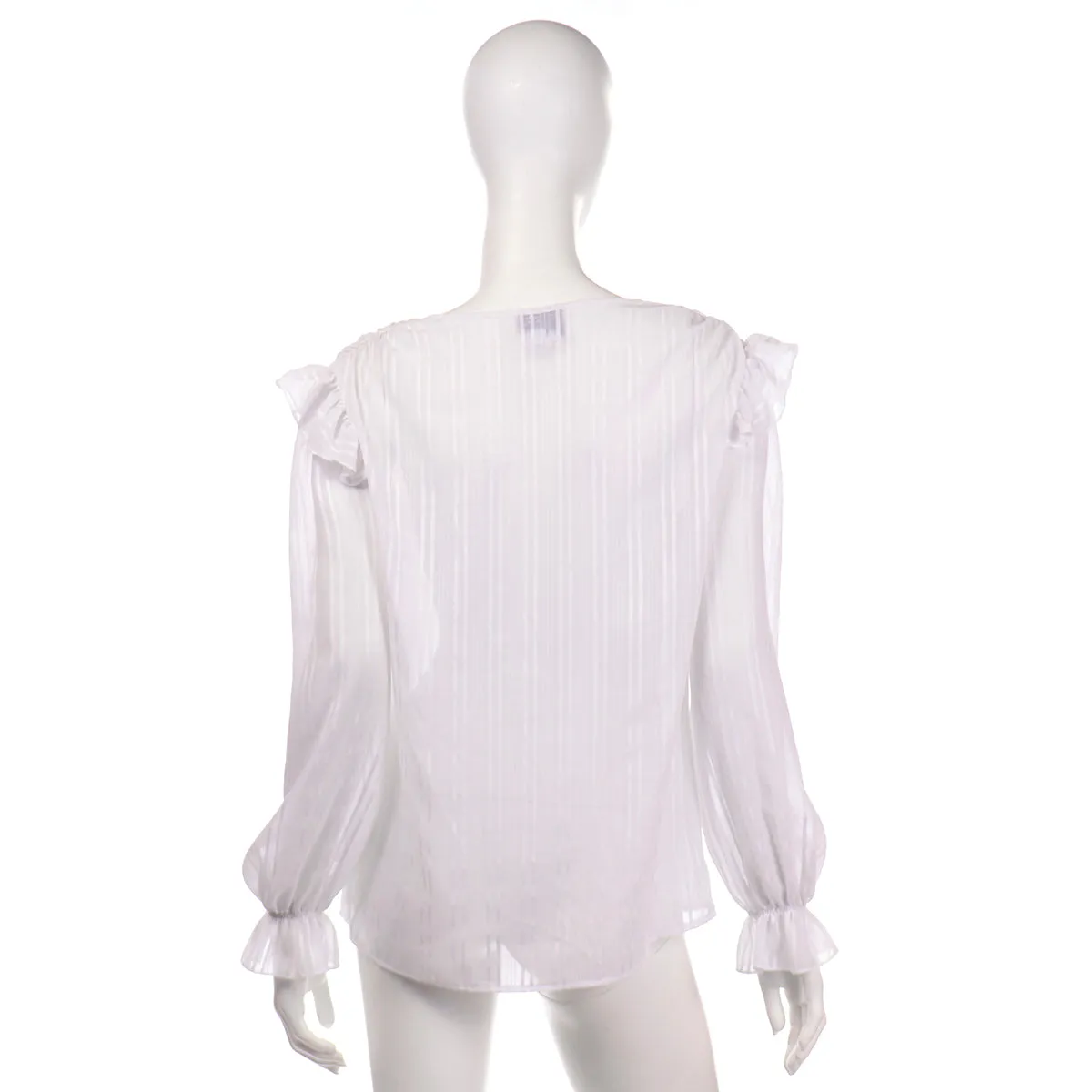 Oscar de la Renta Sport Vintage White Ruffled Peasant Blouse