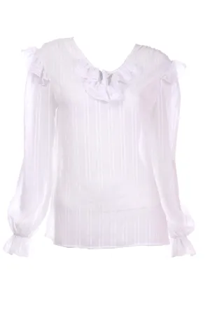Oscar de la Renta Sport Vintage White Ruffled Peasant Blouse