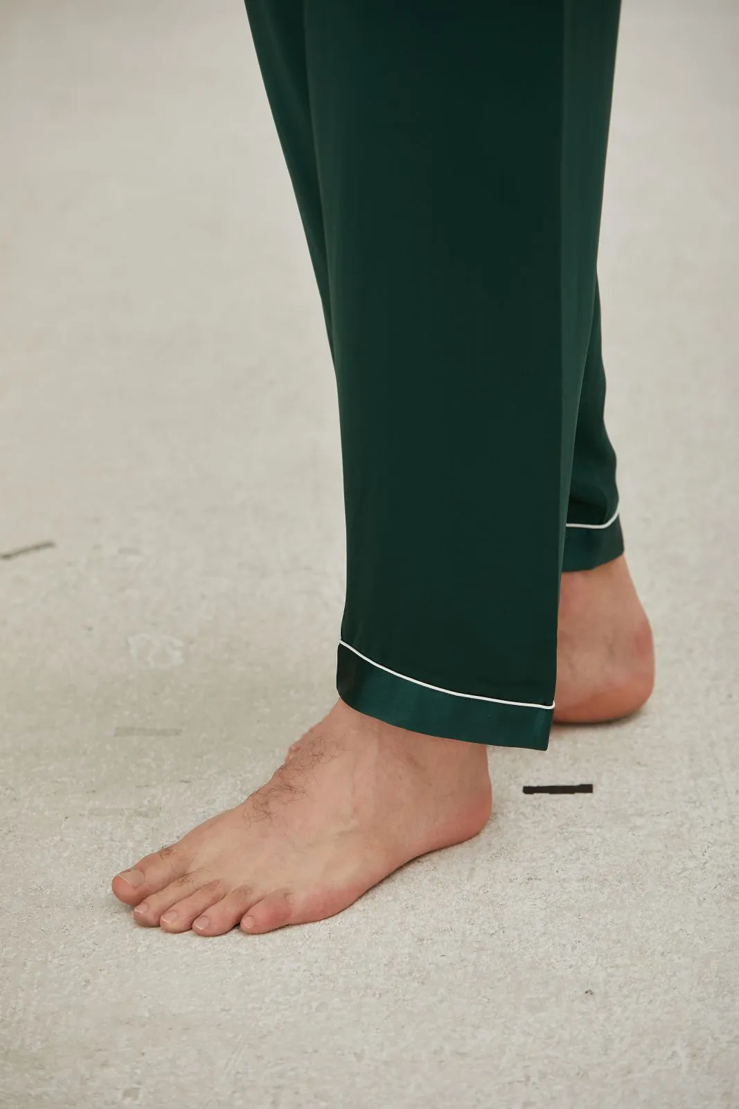 Pure Silk  Green  Color Classic Couple Pajamas