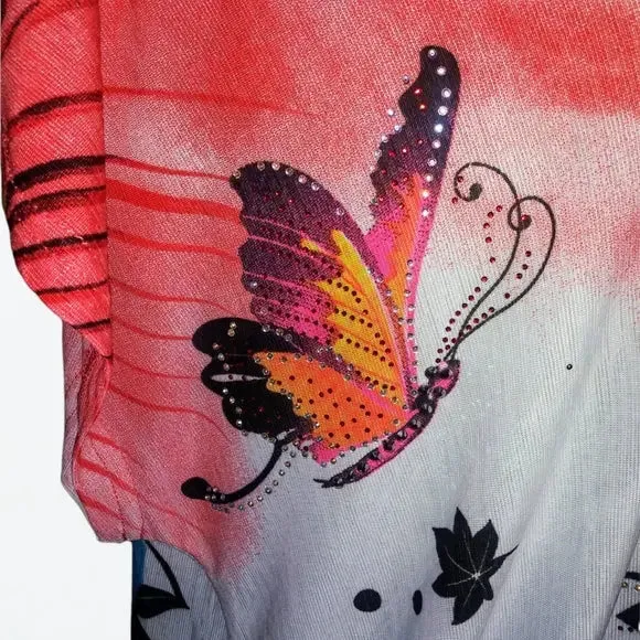 Red Butterfly Tunic Top
