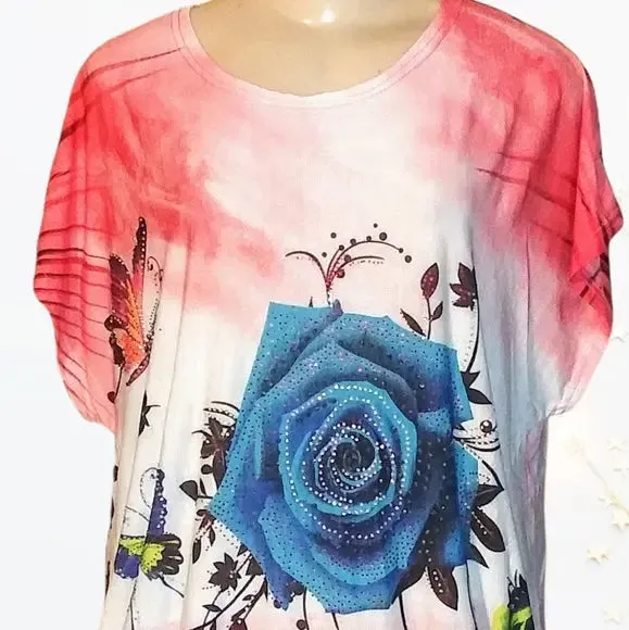 Red Butterfly Tunic Top