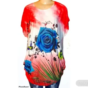 Red Butterfly Tunic Top