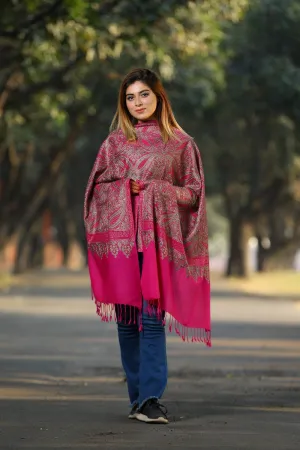 ROSEWOOD  CHARMING PINK COLOUR KASHMIRI STOLE WITH CLASSY SWAROVSKI WORK DEFINES FEMINISM AND ENHANCES SOPHISTICATION