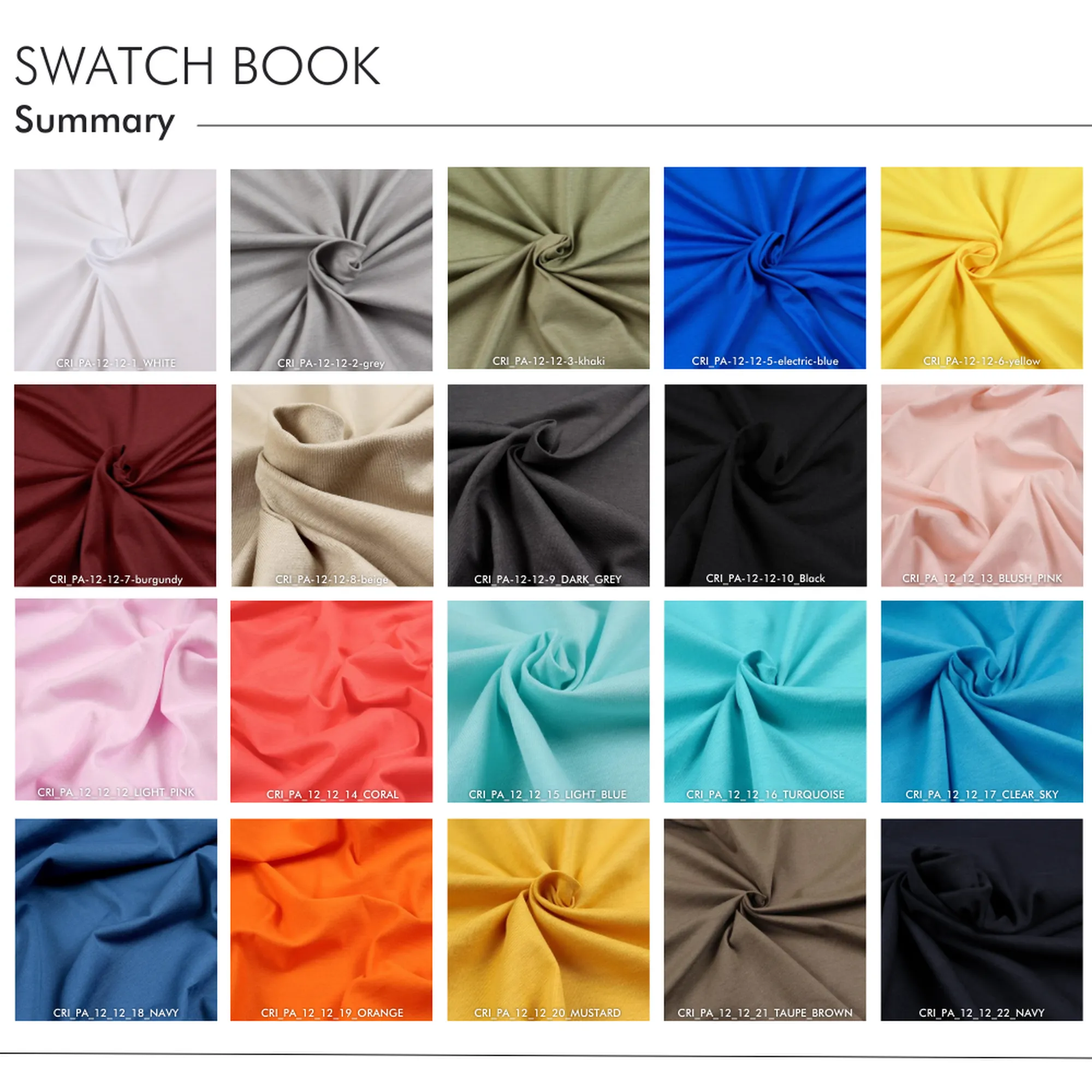 Swatch-Book ESTELA - T-shirts of 100% Organic Cotton Single Jersey