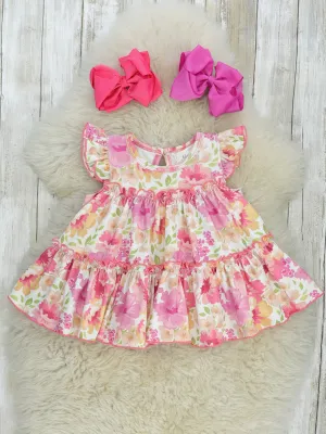 Tiered Ruffle Tunic - Pink Peony
