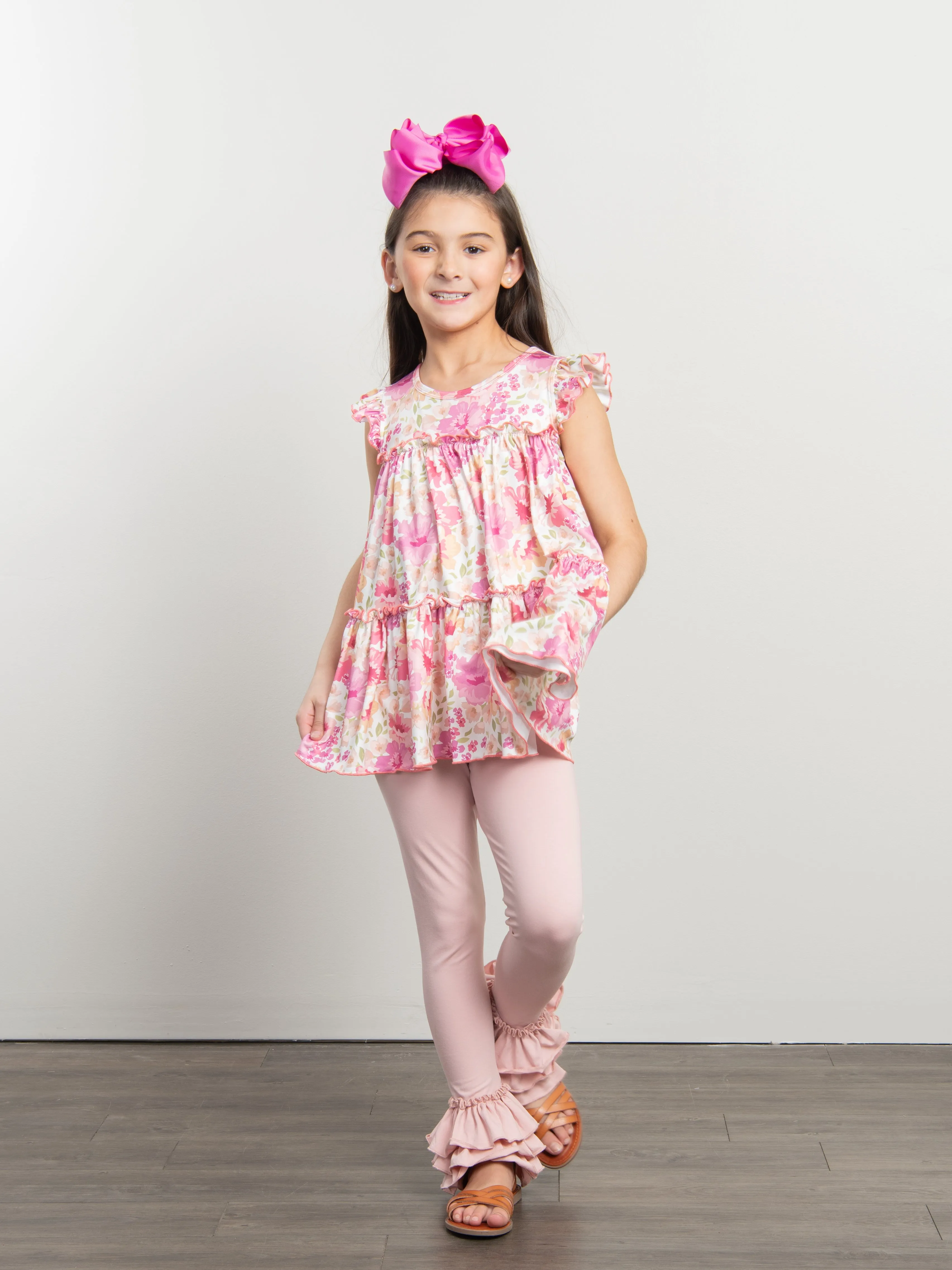 Tiered Ruffle Tunic - Pink Peony