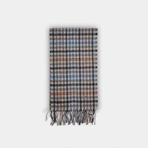 Tweed Grey Check Narrow Width Cashmere Scarf