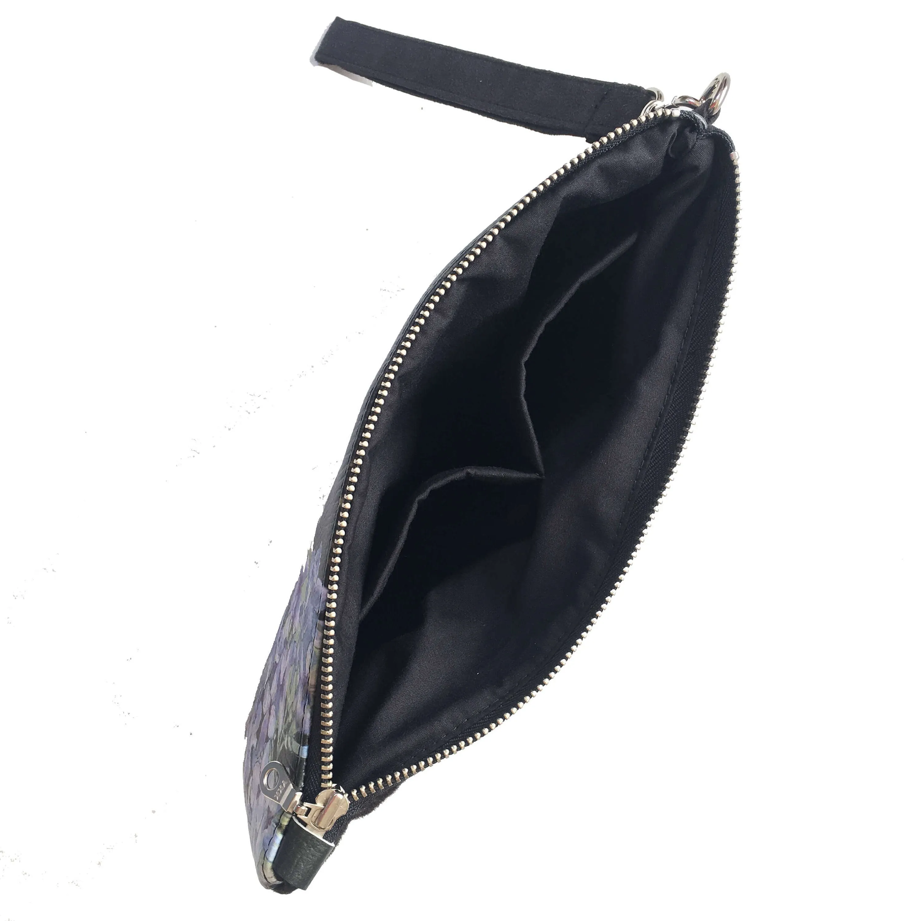 Vegan Leather Wristlet,Pressed Flowers on black Clutch,Ladies handbag, Botanical handbag,Flower handbag Floral bag,botanical,madeinUSA