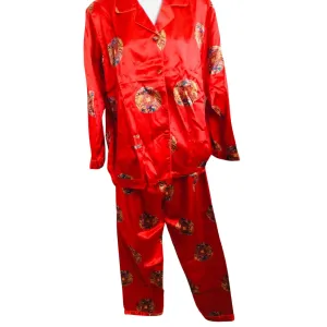 Vintage Red Silk Pajamas