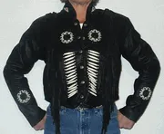 Women's Leather Motorcycle Jackets with Bone and Bead Detail 1703BJ
