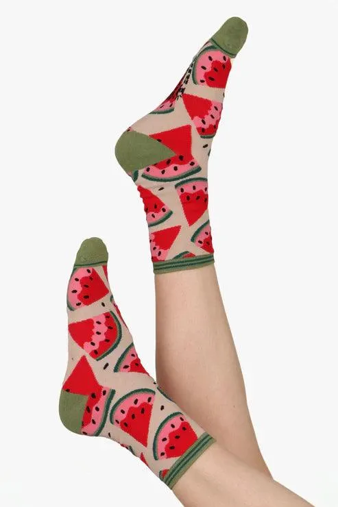 Women's Watermelon Slices Fruit Bamboo Socks