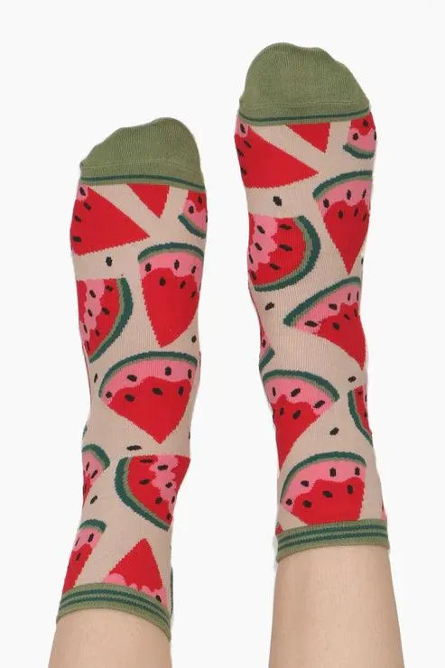 Women's Watermelon Slices Fruit Bamboo Socks